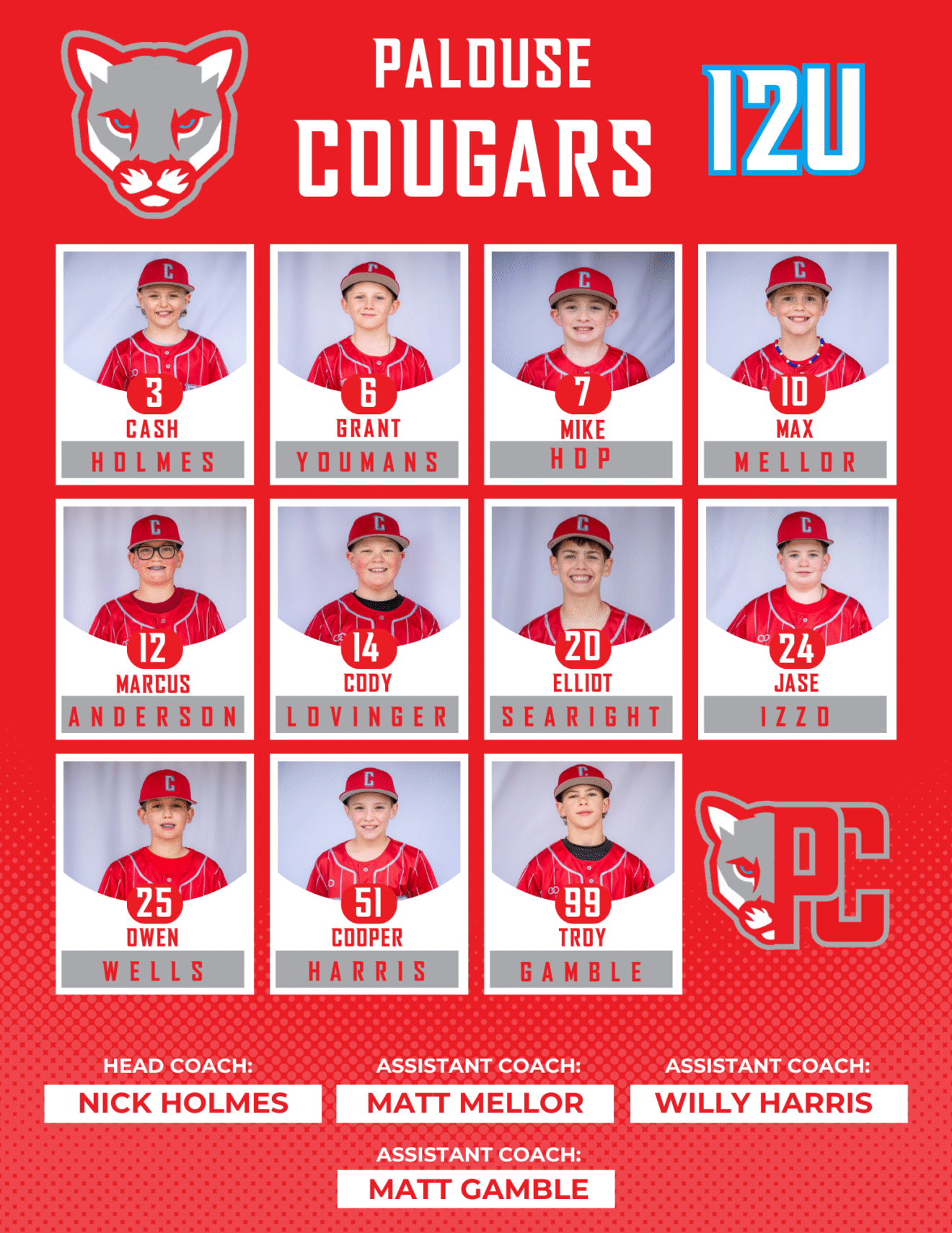 12u Roster 12U ā Palouse Cougars Athletics